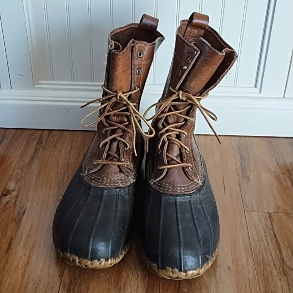 L.L. Bean Men's Brown Leather + Black Rubber Duck Boots
